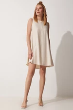 Happiness İstanbul Women's Cream Summer Woven Bell Dress