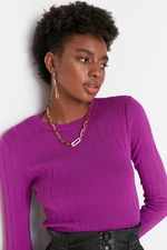 Trendyol Purple Basic Crew Neck Knitwear Sweater