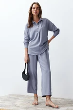 Trendyol Gray Buttoned Blouse Trousers Woven Bottom-Top Set