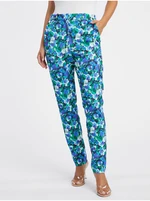 Green-blue women's floral trousers ORSAY