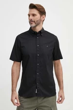 Bavlněná košile Tommy Hilfiger černá barva, regular, s límečkem button-down, MW0MW33809