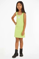 Dívčí šaty Calvin Klein Jeans zelená barva, mini