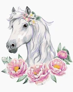 Zuty Peinture au diamant Cheval Blanc Aux Pivoines