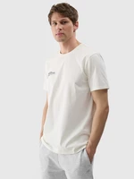 Pánske tričko s potlačou - krémové
