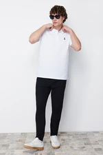 Trendyol White Regular Short Sleeve Textured 100% Cotton Polo Neck T-shirt