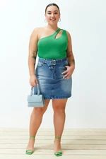 Trendyol Curve Blue Belted Mini Denim Skirt