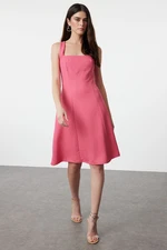 Trendyol Fuchsia A-Cut Square Neck Mini Woven Dress