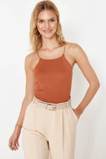 Trendyol Tan Strappy Basic Top Knitwear Blouse