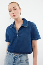 Trendyol Blue Short Sleeve Denim Shirt