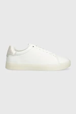 Kožené sneakers boty Calvin Klein CUPSOLE LACE UP PEARL bílá barva, HW0HW01897