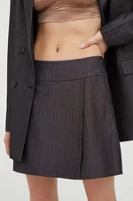 Kraťasy Bruuns Bazaar dámské, černá barva, vzorované, high waist