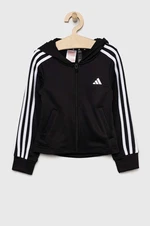 Dětská mikina adidas černá barva, s kapucí, s aplikací