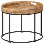 Coffee Table Solid Mange Wood and Steel 19.7"x15.7"