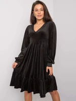 Black velvet dress with ruffle Modena