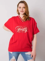 Red blouse plus sizes with cutouts on the sleeves