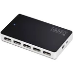 USB 2.0 hub Digitus DA-70229, 10 portů, černá, stříbrná