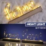 Wood Mini LED Night Light Home Love Desktop Letter Lamp Home Party Decor