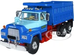 Mack R Model Tandem Axle Dump Truck "Sid Kamp" Dark Blue and Light Blue 1/64 Diecast Model by DCP/First Gear