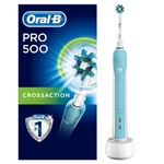 Zubná kefka Oral-B Pro 500 CrossAction modrý elektrický zubní kartáček s hlavou Oral-B Precision Clean • osciluje (až 7 600× za minutu) • pulzuje (až 