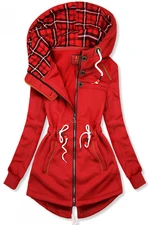 Sweatjacke mit Kordelzug in der Taille rot