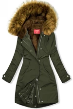 Parka mit Fleece Futter Kapuze khaki