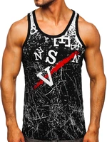 Maiou negru tank top cu imprimeu Bolf 14854