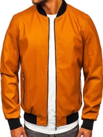 Geacă de piele bomber camel Bolf 1147