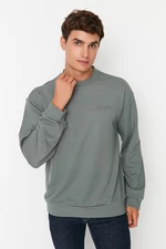 Trendyol Mint Men's Relaxed Fit/Comfortable fit Crew Neck Minimal Text Printed Sweatshirt.