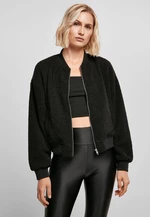 Women's Oversized Jacket Sherpa Bomber Jacket Black