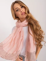 Světle růžový dlouhý dámský šátek s aplikací