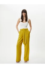 Koton Wide Leg Trousers Waist Belted High Waist Pocket