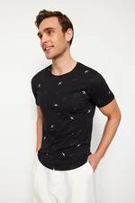 Trendyol Black Regular/Regular Cut Patterned T-Shirt