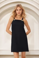 Trendyol Black Mini Woven Dress with Button Detail and Opened at the Waist Skirt