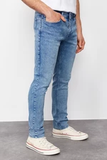 Trendyol Blue Skinny Fit Scalloped Destroyed Jeans Denim Trousers