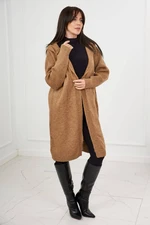 Cardigan hooded camel sweater