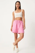 Happiness İstanbul Women's Pink Pocket Muslin Shorts