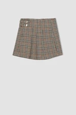 DEFACTO Girl's Checkered Pleated Twill Skirt