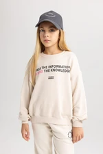 DEFACTO Girl's Oversize Fit Printed Sweatshirt