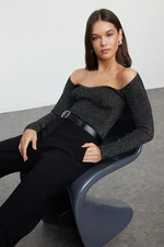 Trendyol Black Lurex Yarn Knitwear Sweater