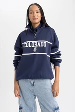 DEFACTO Oversize Fit Half Zipper Thick Sweatshirt