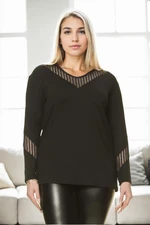 16680 Dewberry Big Size Blouse-DARK BLACK