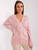 Light pink openwork button-down sweater from RUE PARIS