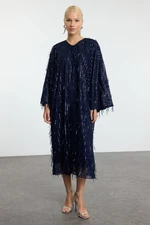 Trendyol Navy Blue Sequined Woven Evening Dress