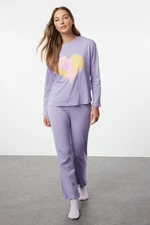 Trendyol Lola Bunny Licensed Purple 100% Cotton Knitted Pajamas Set