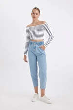 DEFACTO Paperbag High Waist Short Leg Jean Washed Trousers