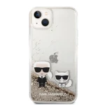 Zadní kryt Karl Lagerfeld Liquid Glitter Karl and Choupette pro Apple iPhone 14 Plus, zlatá