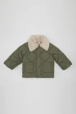 DEFACTO Baby Girl Quilted Plush Collar Coat