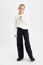 DEFACTO Girls Wide Leg Wide Leg Cotton Pocket Black Trousers