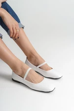 Capone Outfitters Women's Strappy Matte White Ballerinas