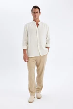 DEFACTO Relax Fit Skinny Leg Linen Blend Trousers